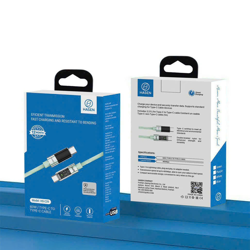 Cáp Sạc Nhanh 60W Hasenvn - HS C39 Cáp Sạc Nhanh 60W Hasenvn - HS C39