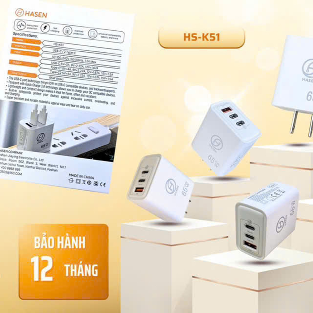 Củ Sạc 3 Cổng - HS K51 Củ Sạc 3 Cổng - HS K51